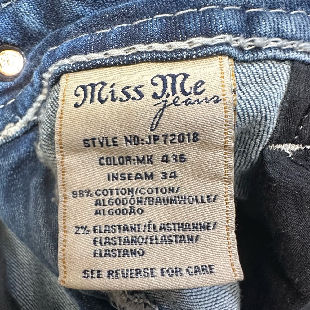 Miss Me Signature Bootcut Blue Jeans Women’s Embellished Pockets 28 Denim Y2K - Picture 6 of 9